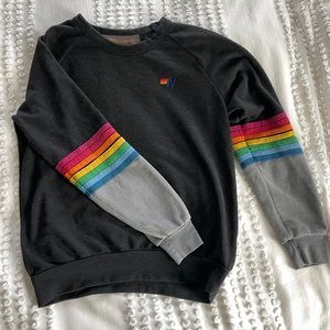 *Rare* Aviator Nation Rainbow Stitch Sleeve Crew sweatshirt, size XS
